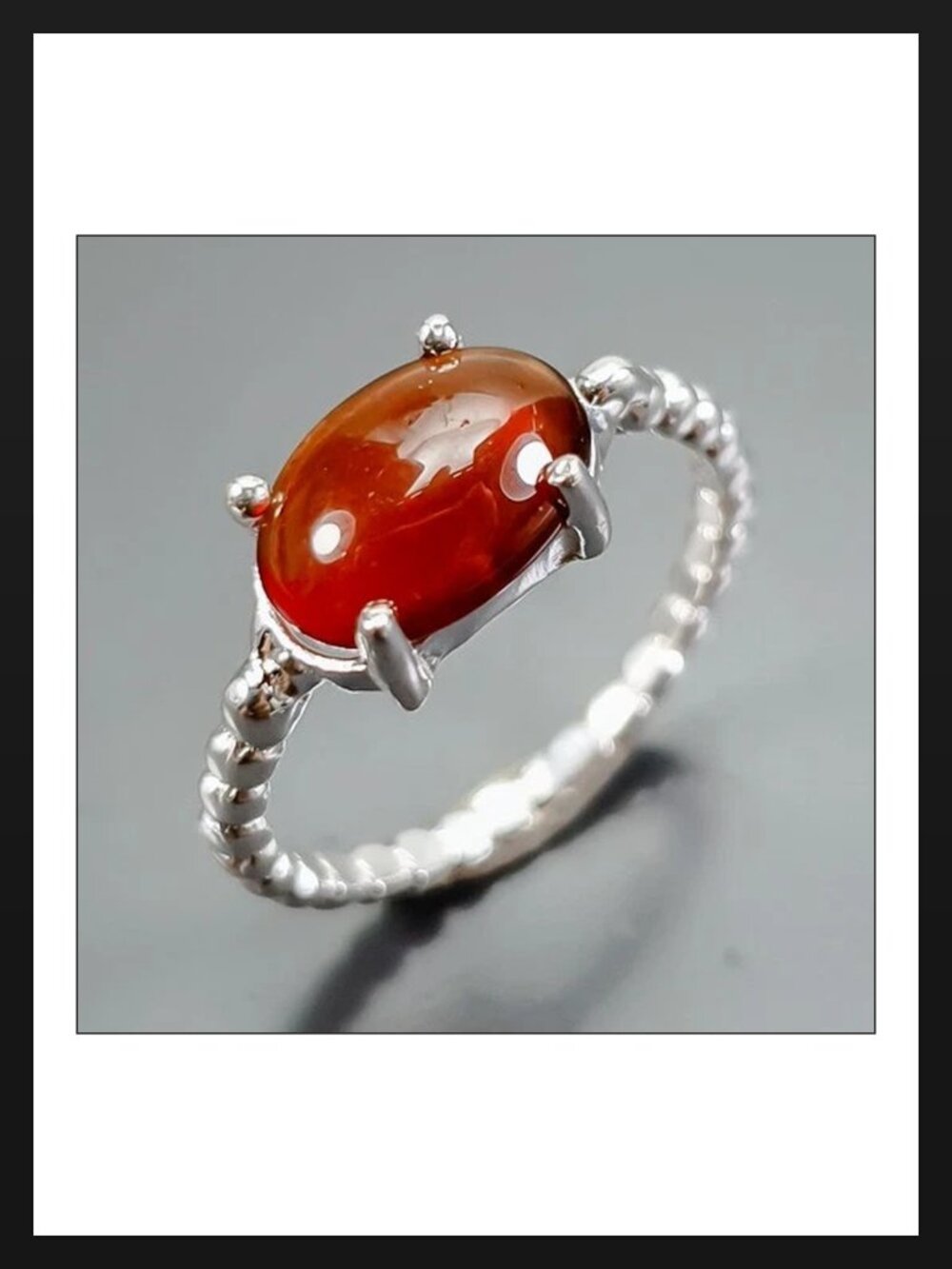RING Natural Hessonite 925 Size 6.5